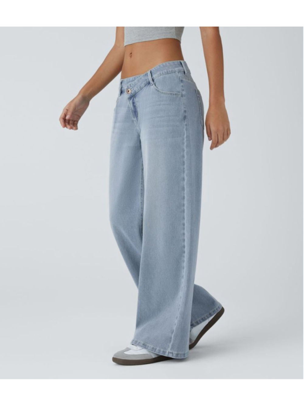 Halara Flex™ Asymmetric Low Rise Baggy Wide Leg Washed Jeans Size Small Long - Picture 3 of 16
